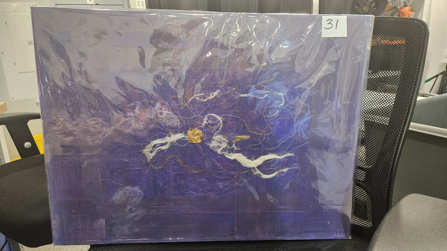 Purple abstract art canvas painting