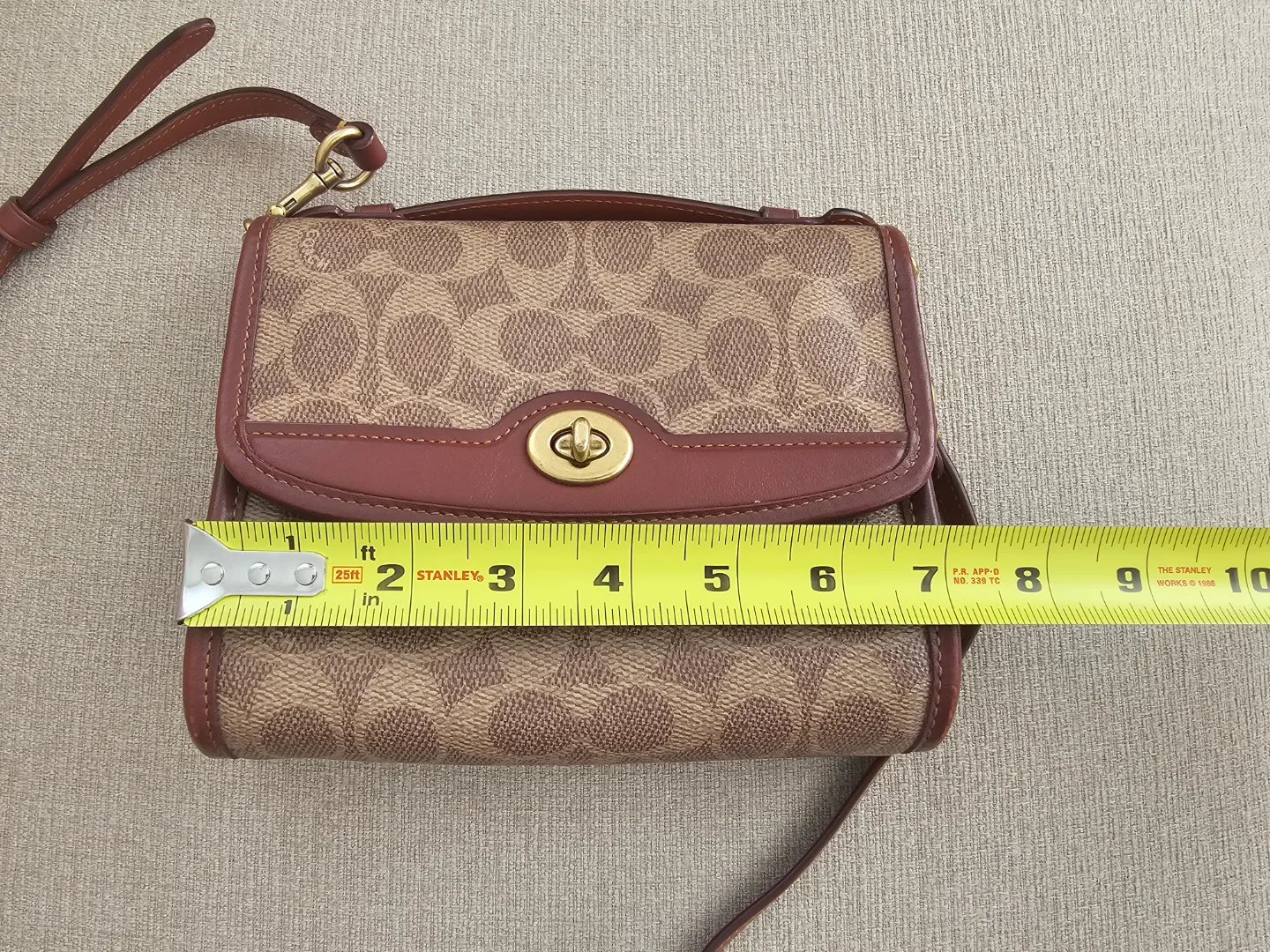 Coach Brown Signature Canvas and Leather Crossbody Bag image indicator(8)