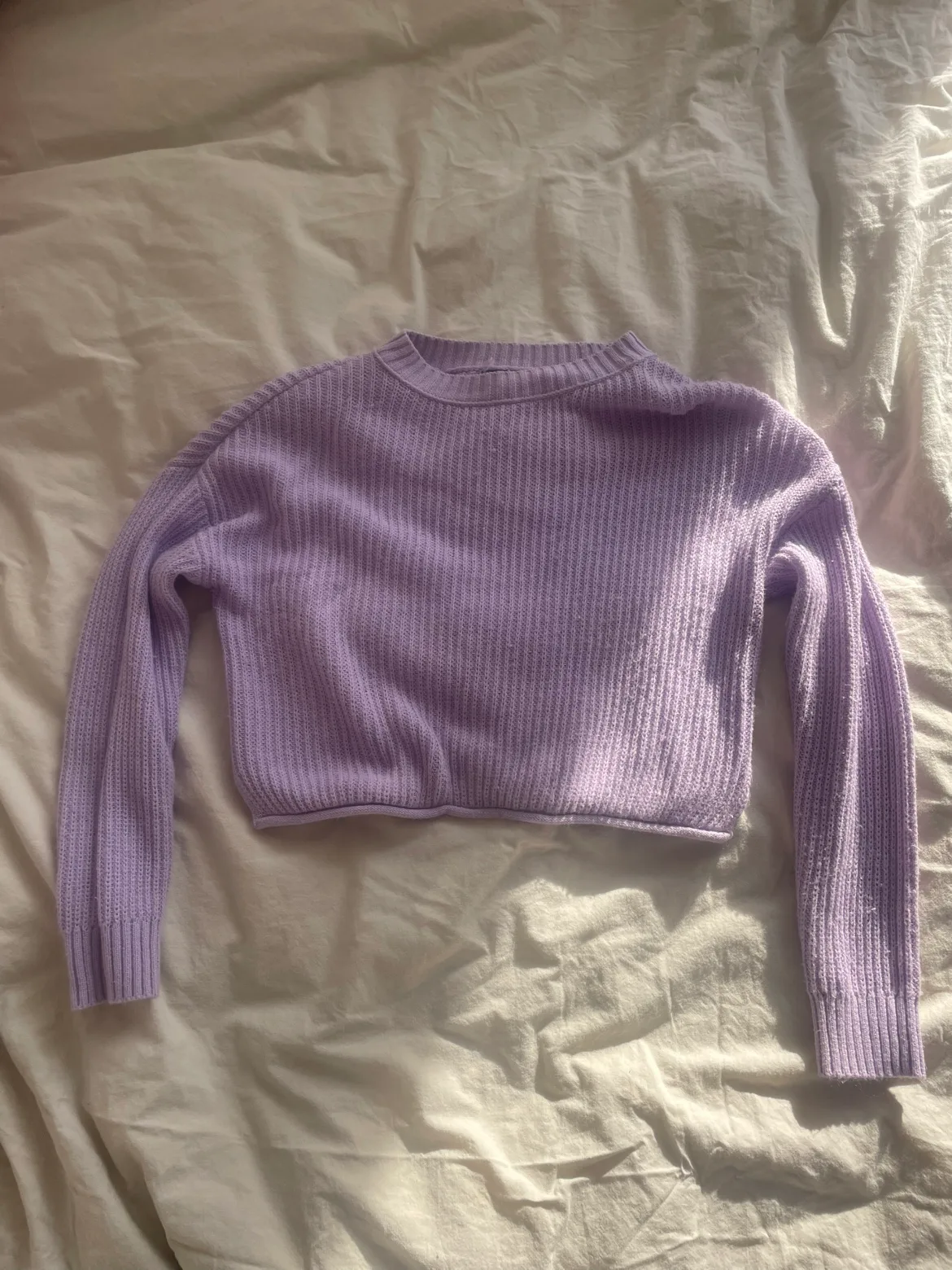 Cropped Lilac Knit Sweater thumbnail