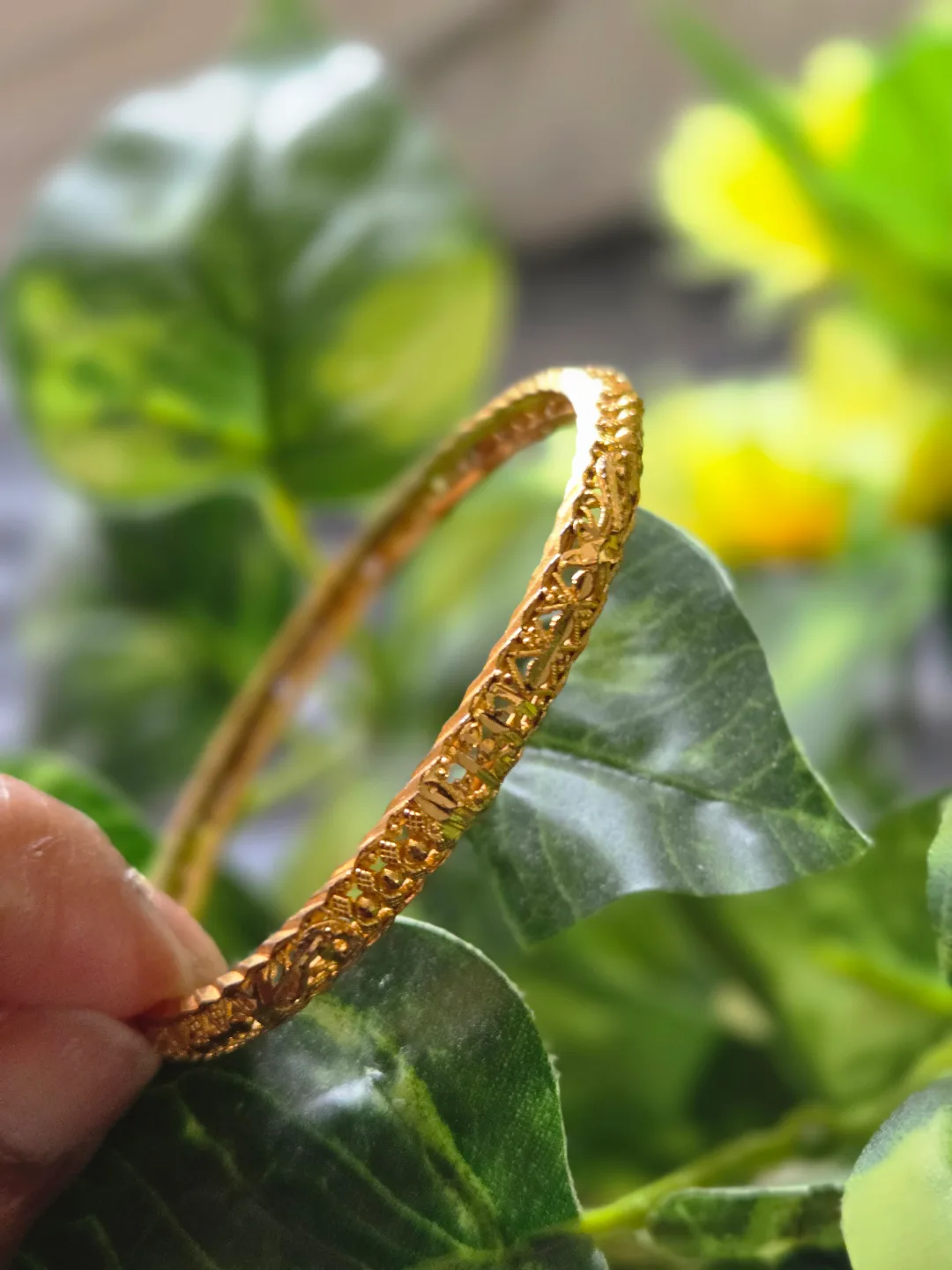 Gold-Tone Filigree Bangle Bracelet thumbnail