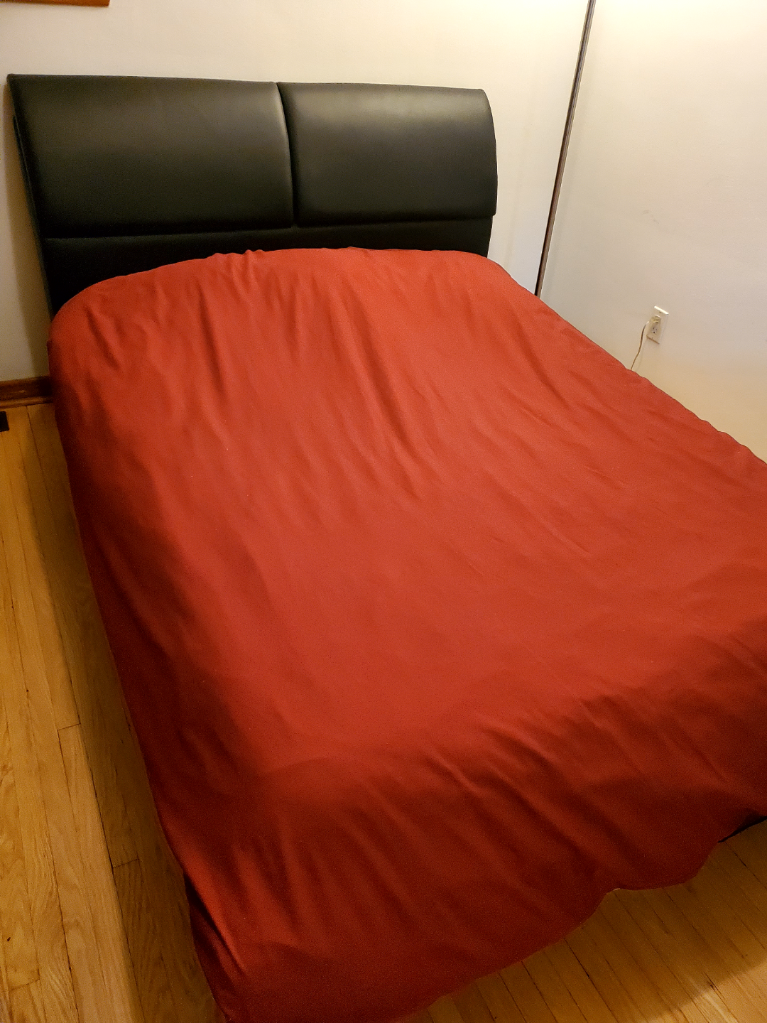 Double Size Black Leather Bed Frame with Headboard Storage - photo 2