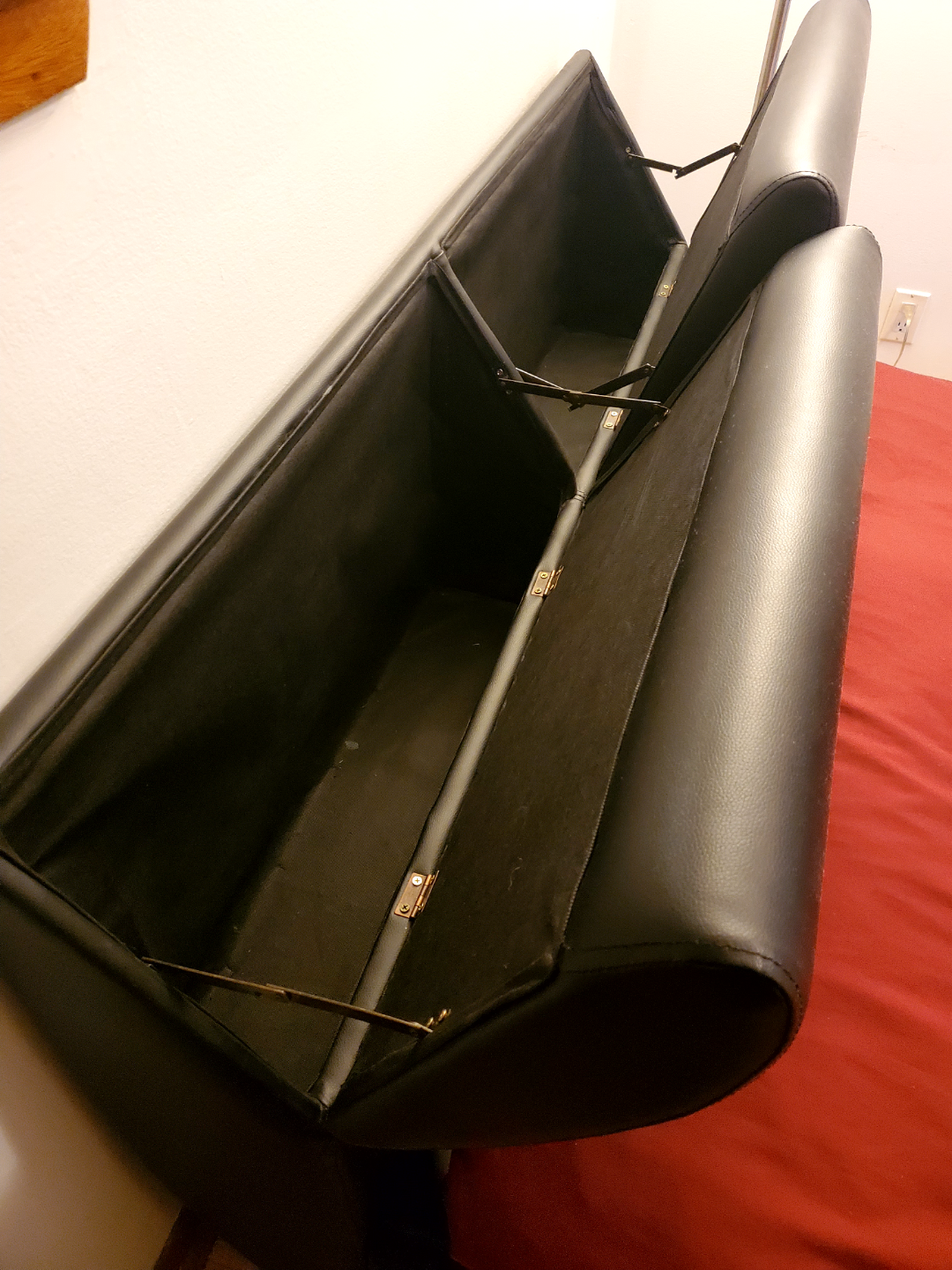 Double Size Black Leather Bed Frame with Headboard Storage - photo 3