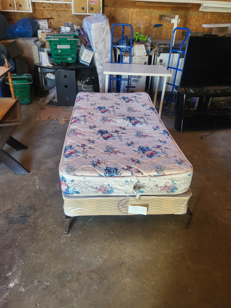 Twin Mattress and Box Spring Set - Floral Pattern