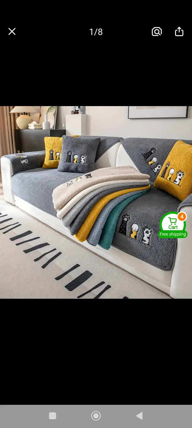 New Khaki Sherpa Sofa Slipcover - Machine Washable image indicator(4)