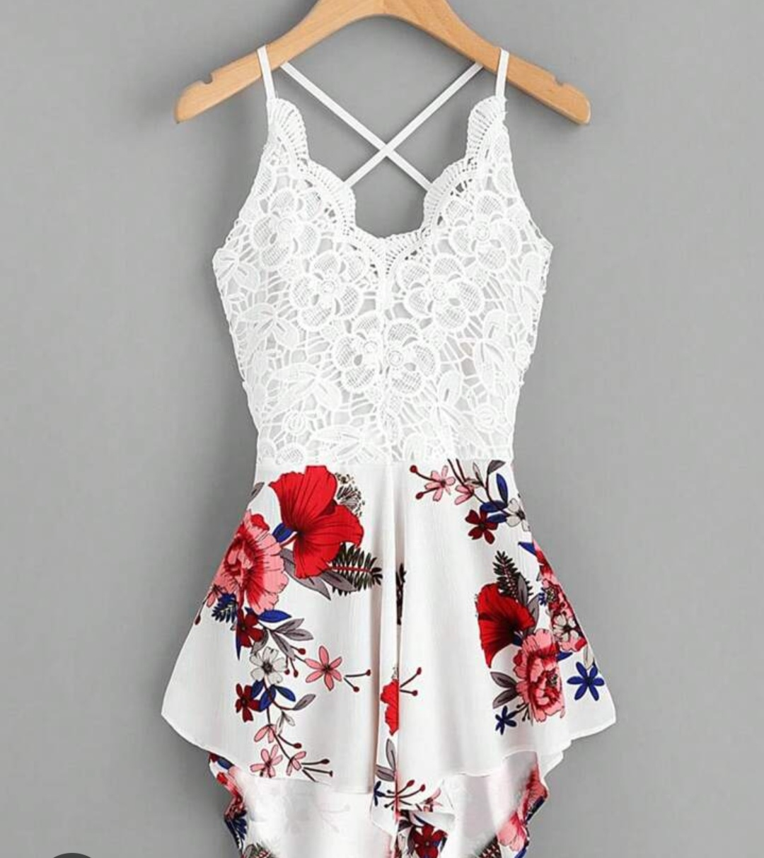 Floral Romper with Lace Detail