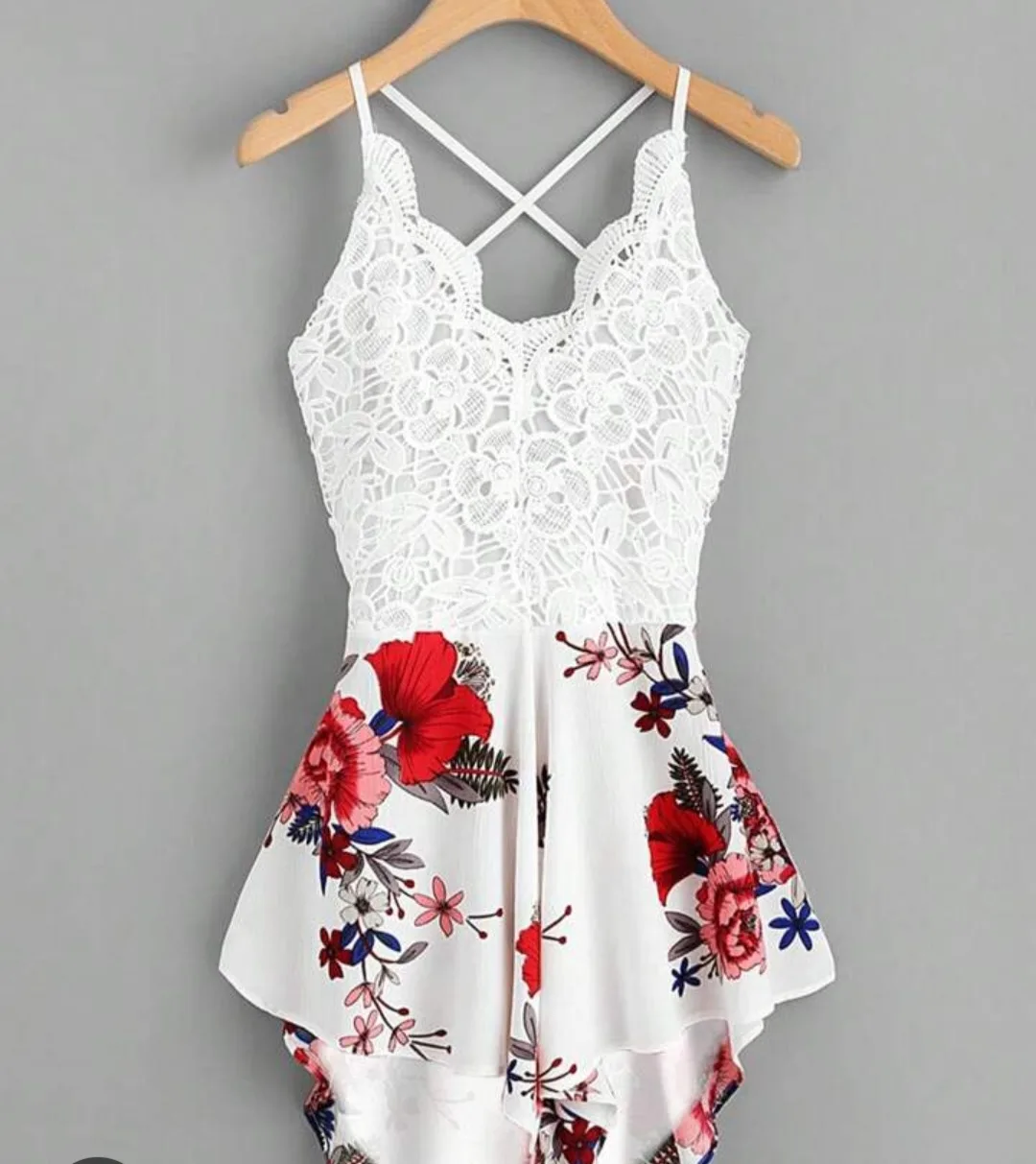 Floral Romper with Lace Detail thumbnail