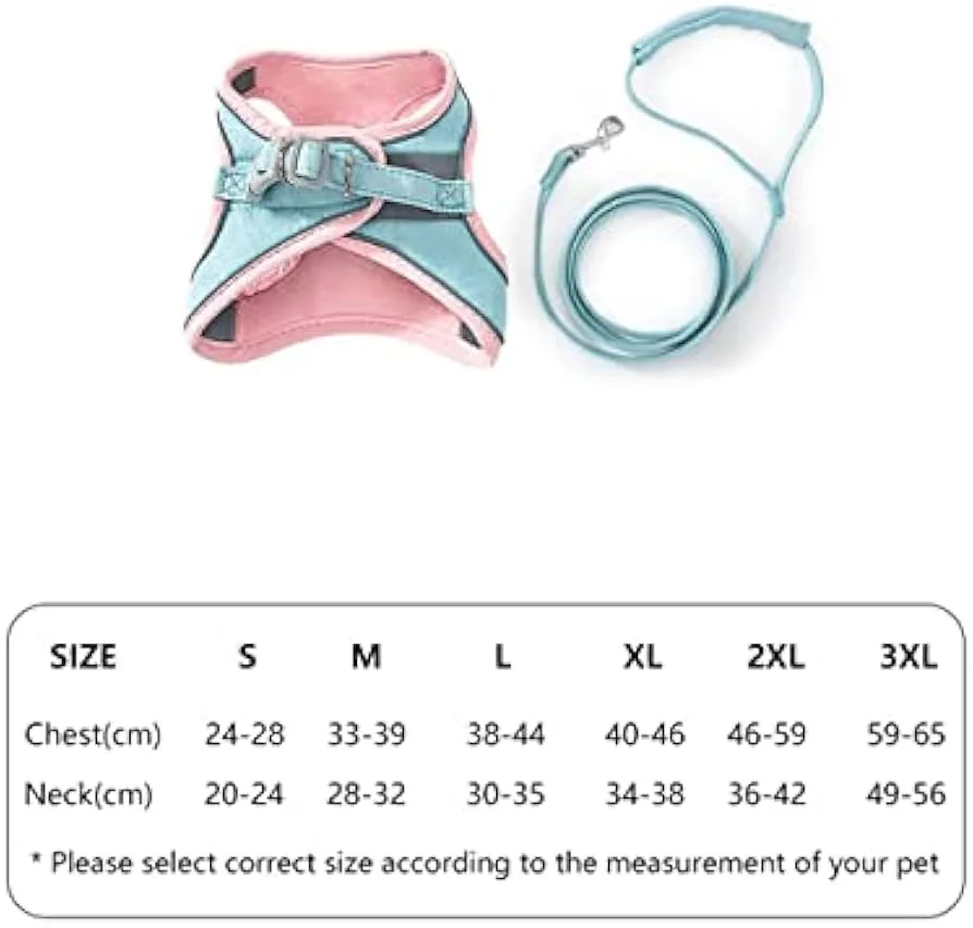 Dog Harness and Leash Set - Pink and Blue - Size L image indicator(3)