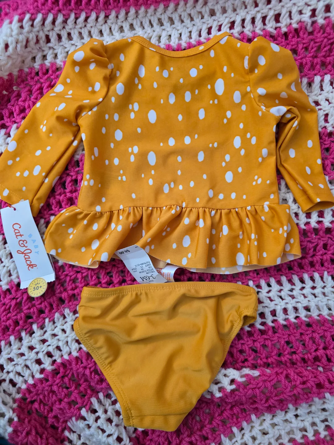 Cat & Jack Mustard Yellow Swimsuit Size 3-6 months image indicator(2)