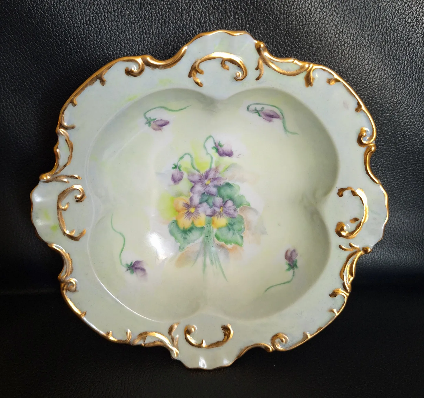 Antique N. Adams hand-painted porcelain bowl image indicator(5)