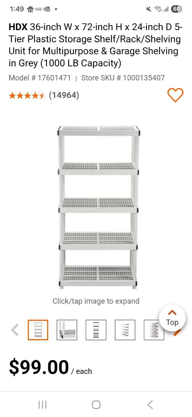 HDX 5-Tier Plastic Storage Shelf - 36"W x 72"H x 24"D - photo 4