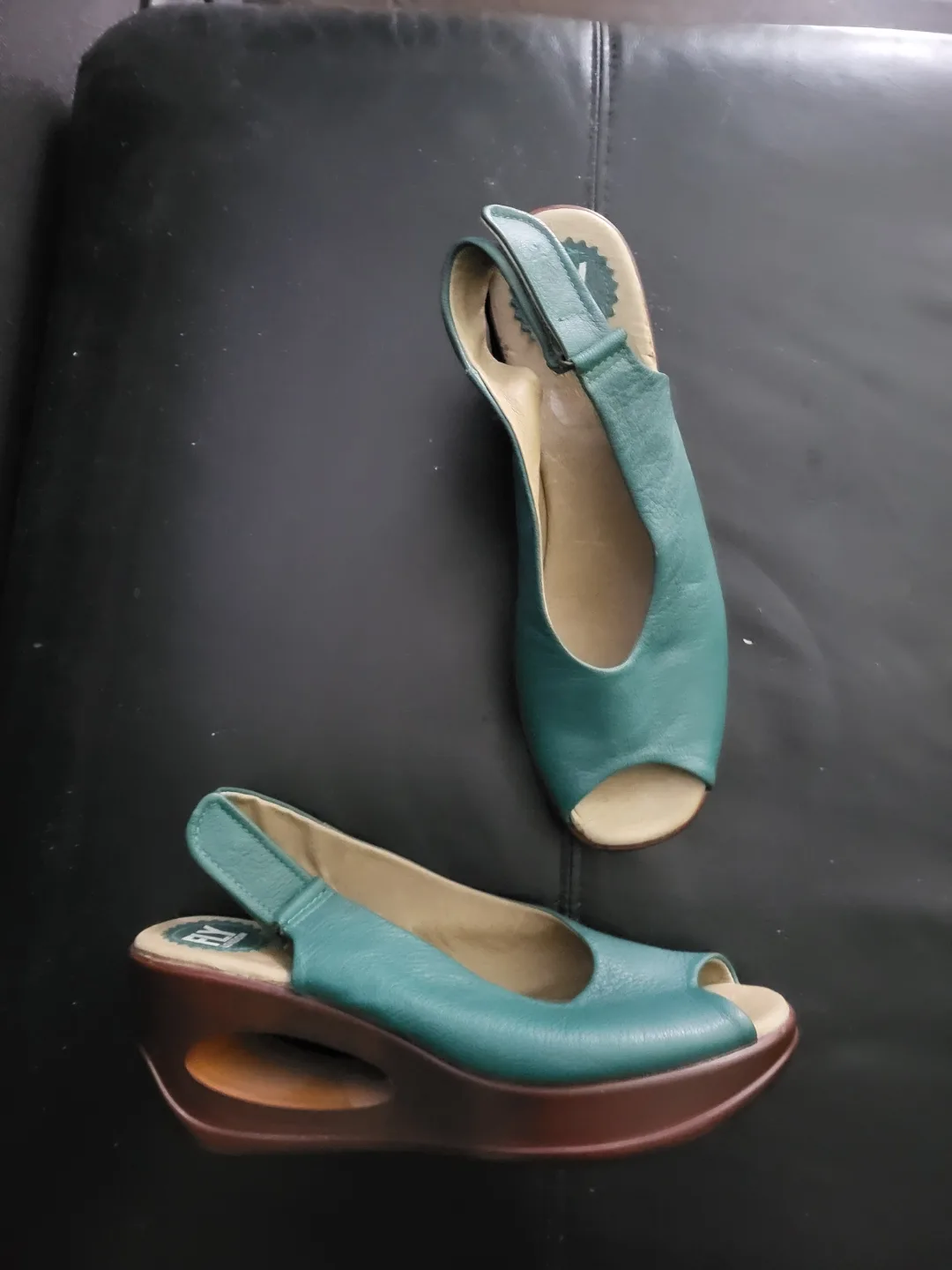 Fly London Teal Wedge Sandals thumbnail