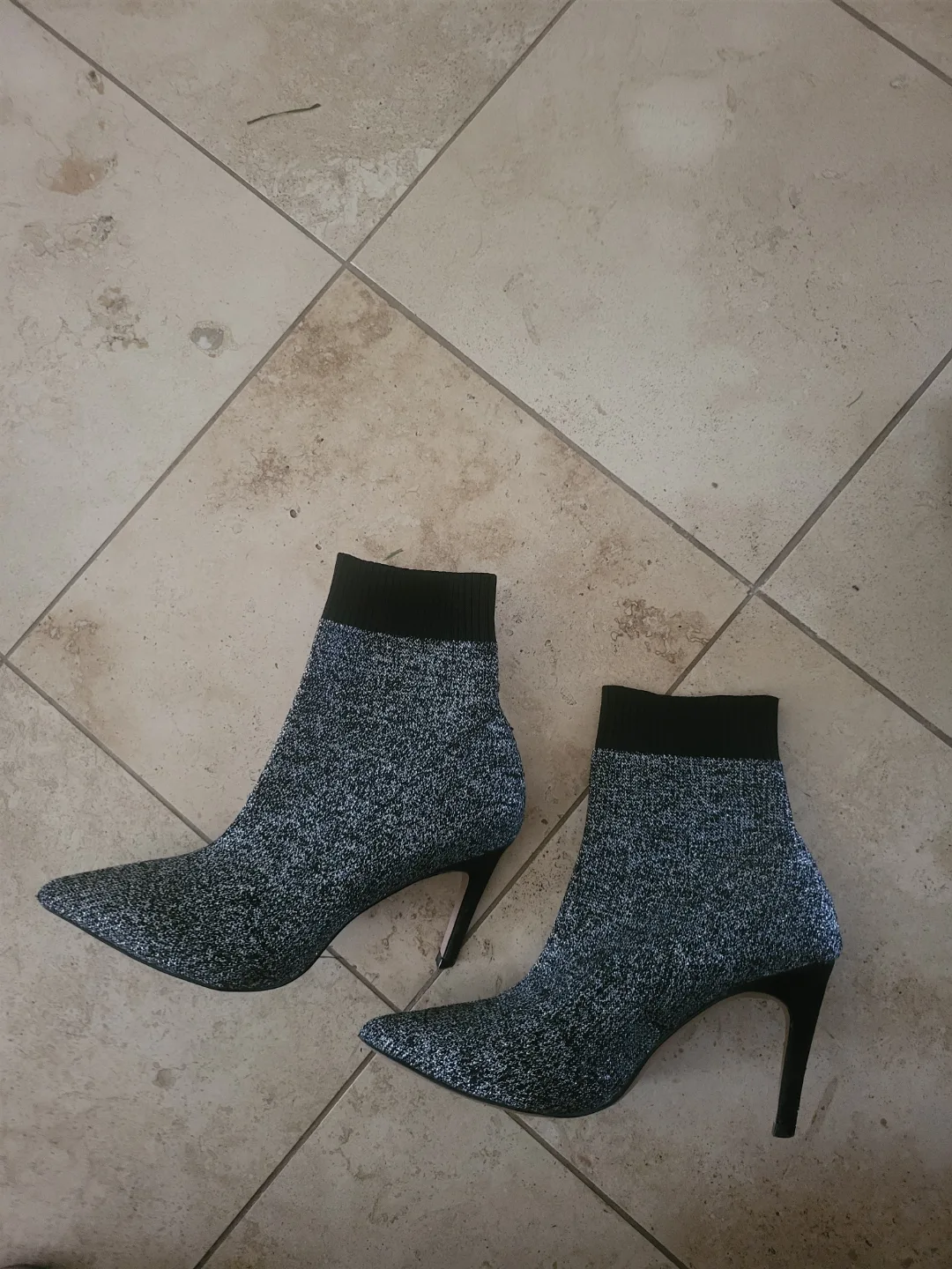 Silver Glitter Knit Booties thumbnail