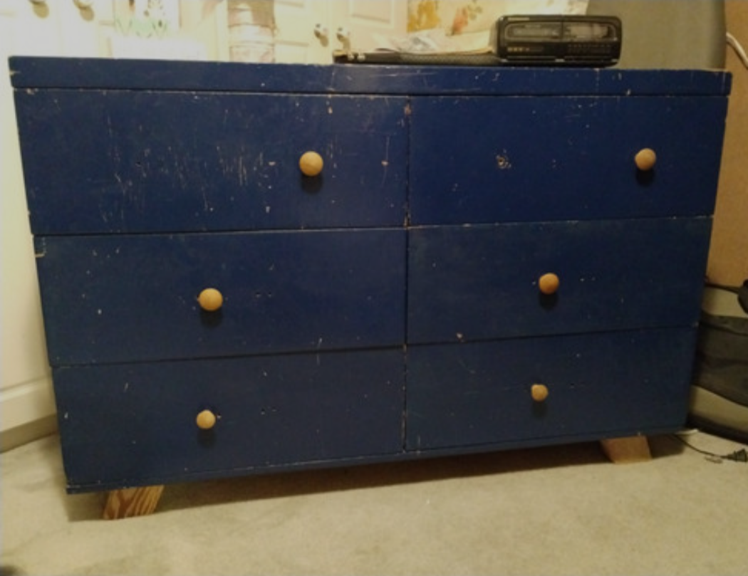 Sturdy Blue Six-Drawer Dresser