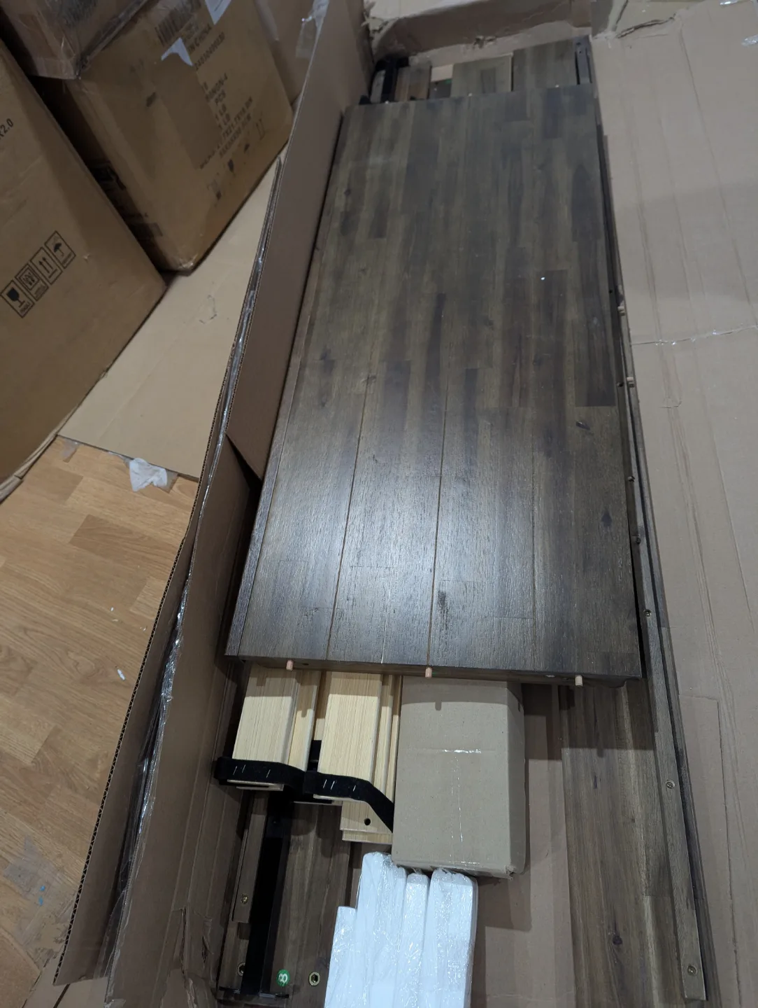 Natural Wooden Queen Platform Bed Frame - Dark Brown image indicator(2)