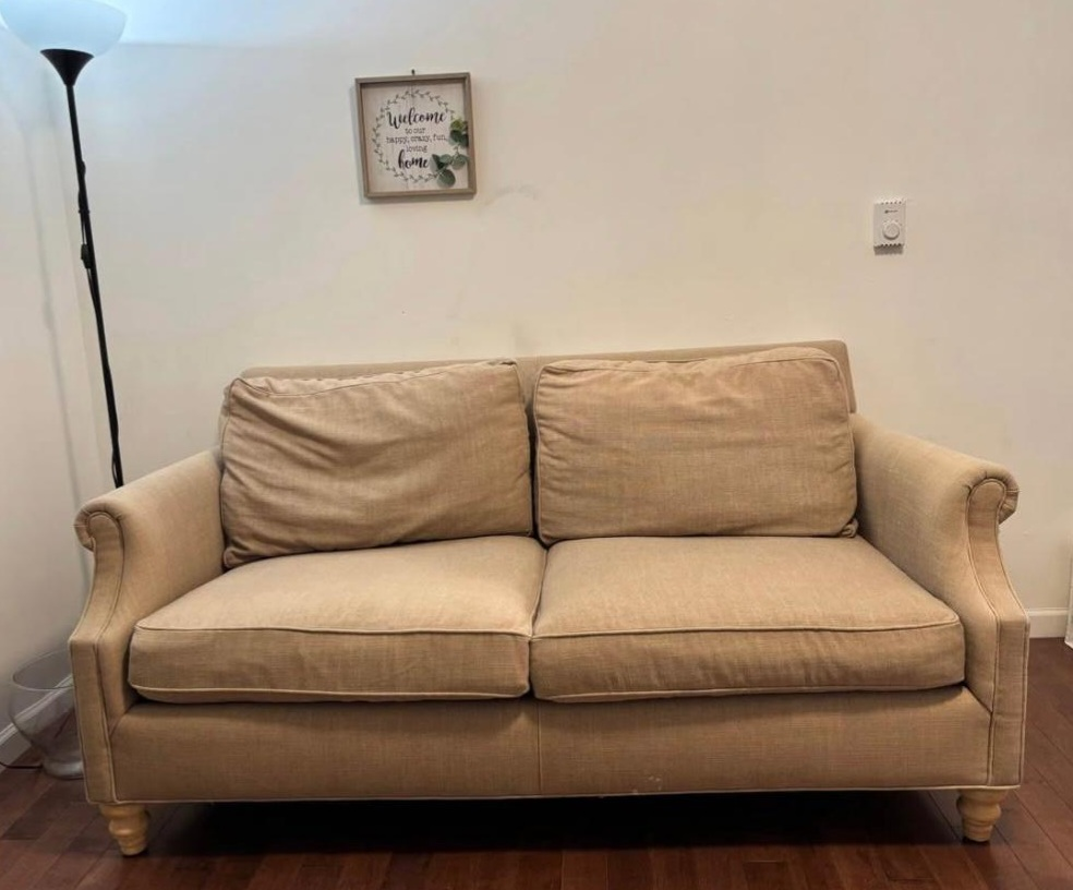 Beige Linen Loveseat