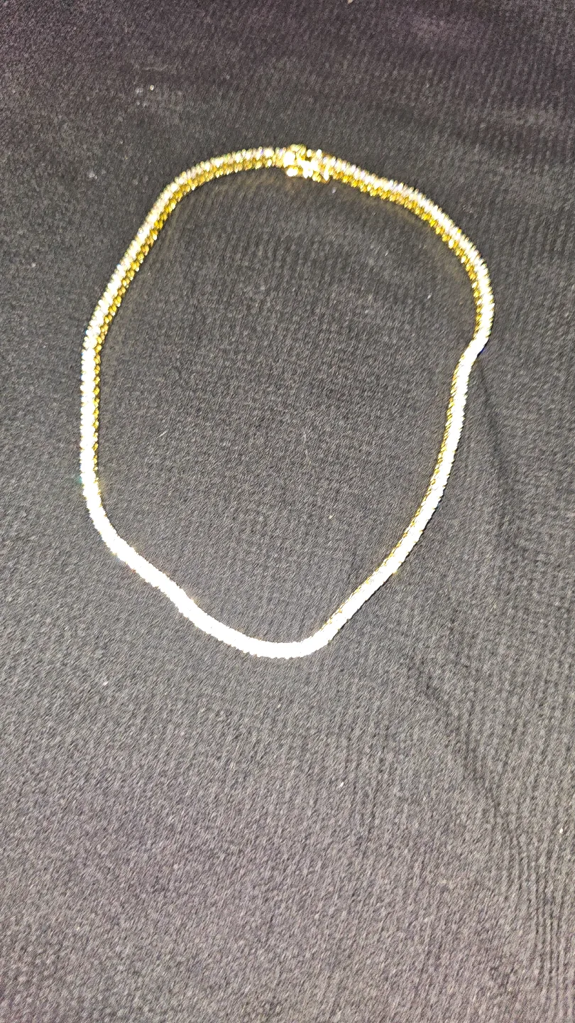 Gold Tennis Necklace with Cubic Zirconia image indicator(2)