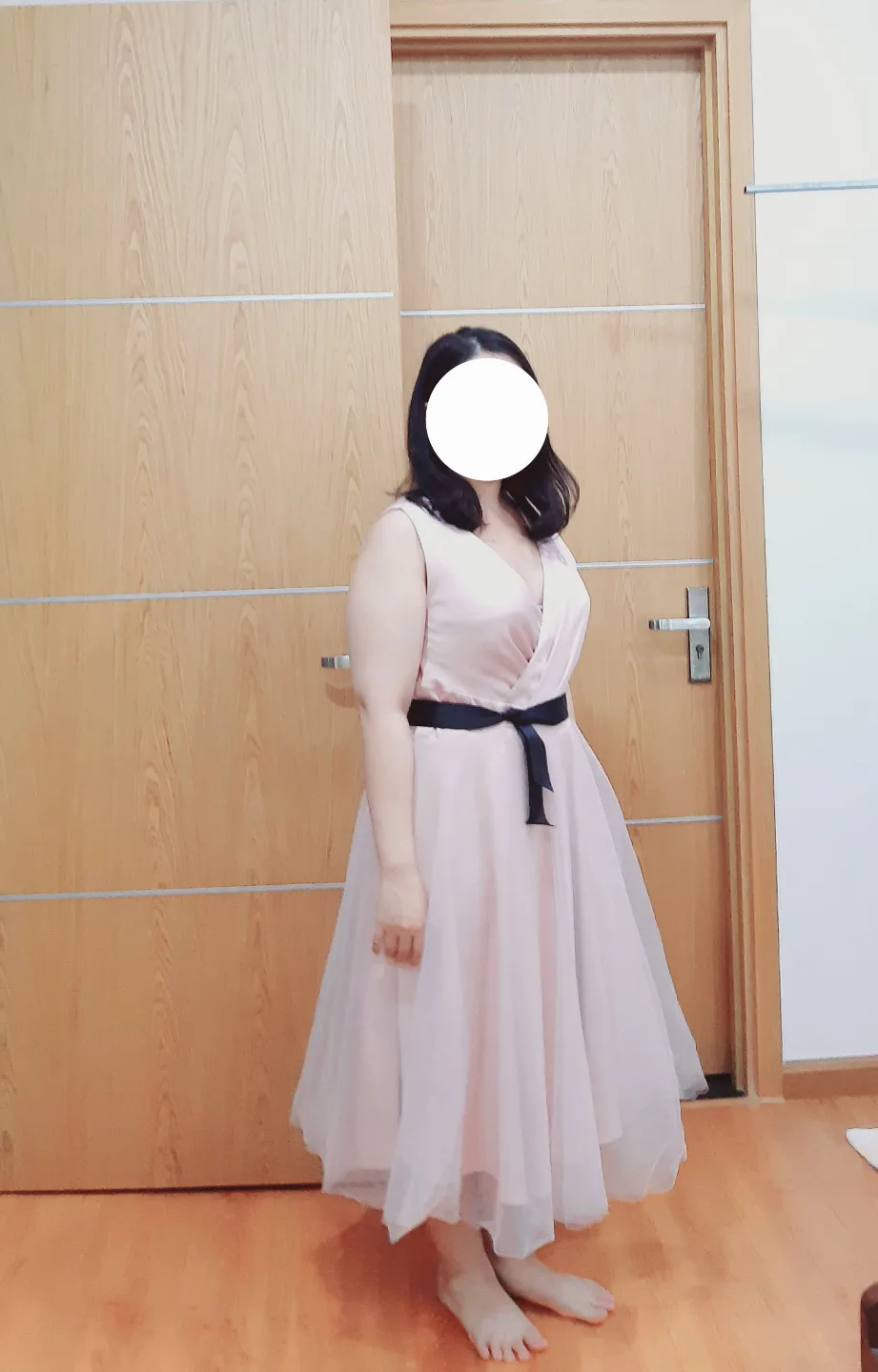 Blush Pink Tulle and Satin Cocktail Dress - Size 42 thumbnail