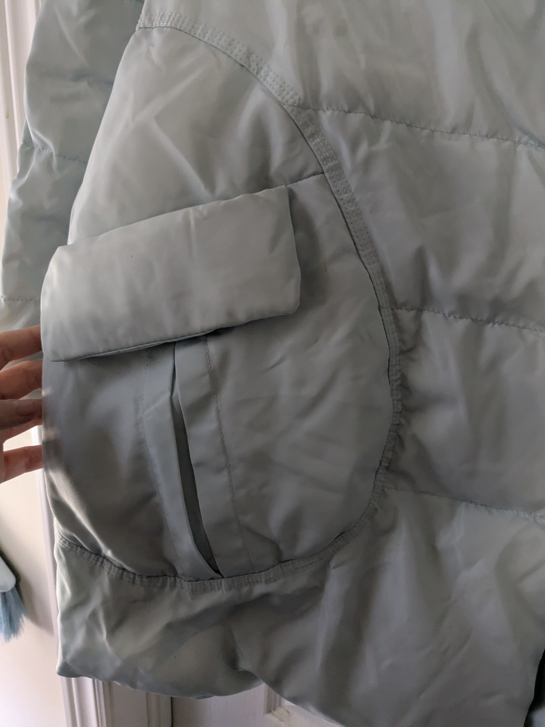 Women's Light Blue Hooded Puffer Coat Jacket - Size Medium - photo 4