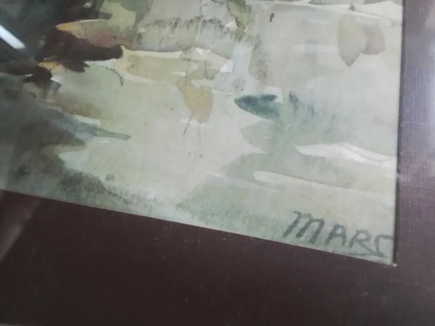 Vintage Marc Signed Framed Watercolor Painting image indicator(4)