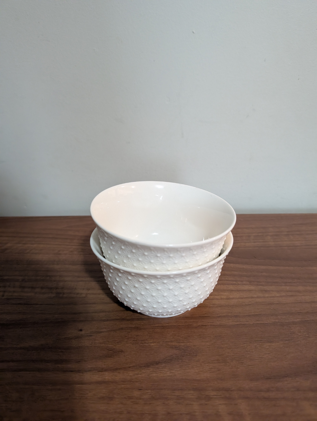 Set of Two White Ceramic Bowls