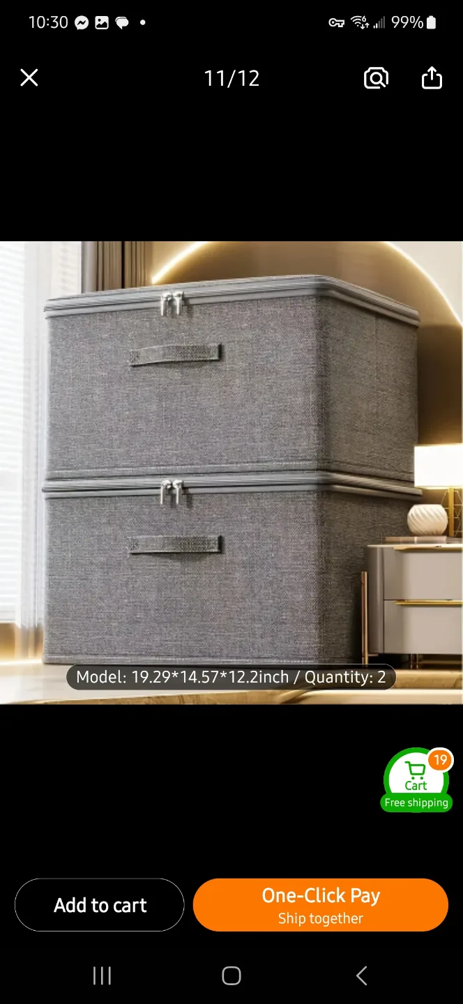 NEW Large Collapsible Fabric Storage Bins with Lids image indicator(2)