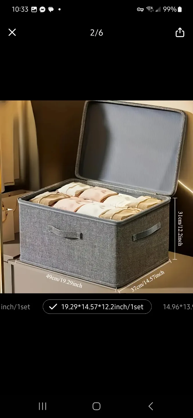 NEW Large Collapsible Fabric Storage Bins with Lids image indicator(3)