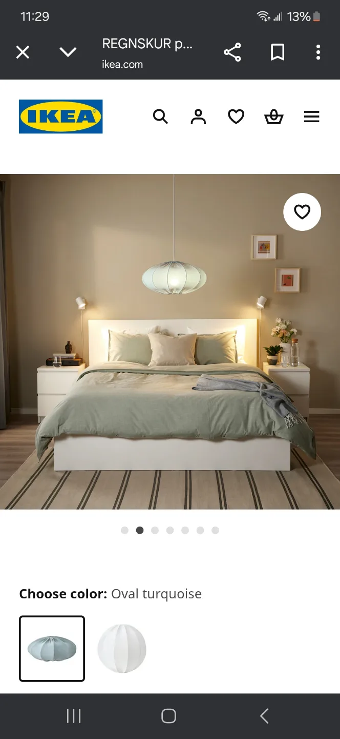 IKEA REGNSKUR Pendant Lamp - Oval Turquoise image indicator(4)