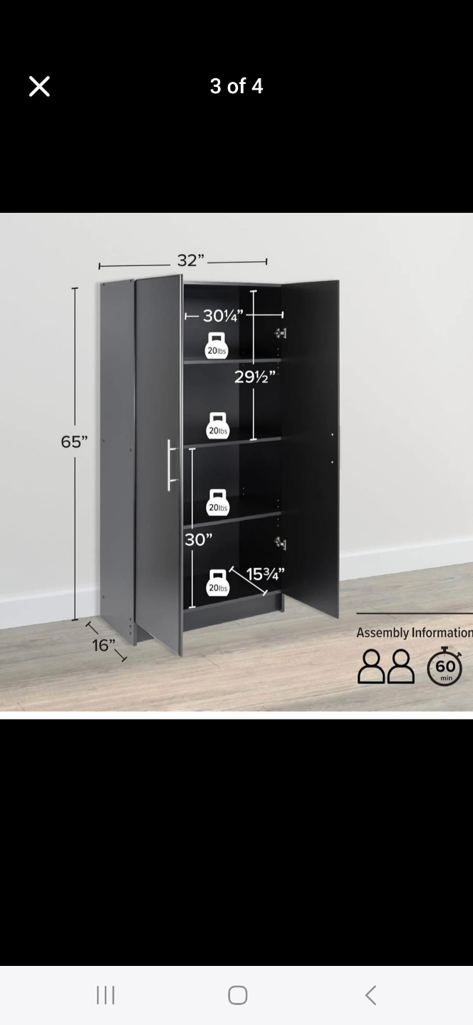 Black Storage Cabinet with Shelves