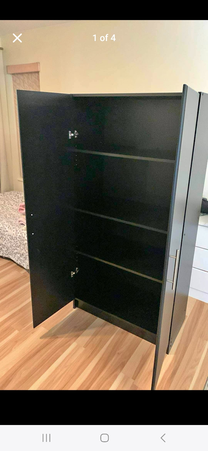 Black Storage Cabinet with Shelves - photo 3