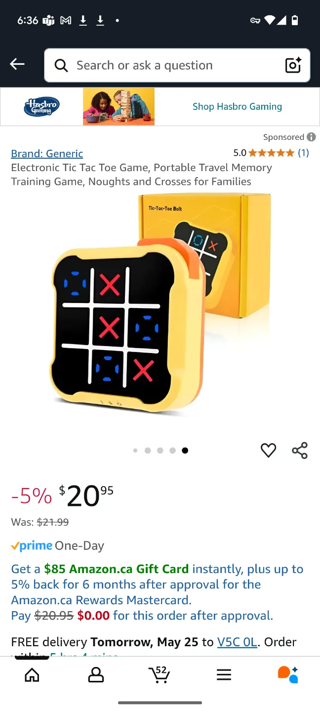 Electronic Tic Tac Toe Game - Portable Travel Game thumbnail