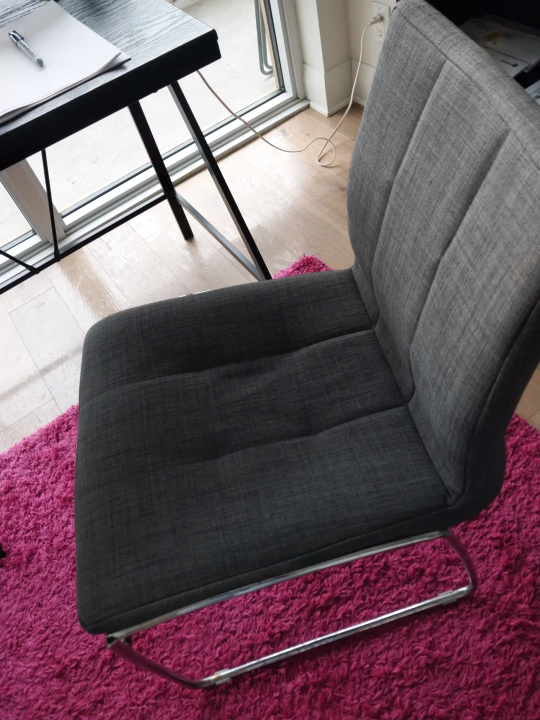 Modern Dark Grey Fabric Chair with Chrome Legs image indicator(2)