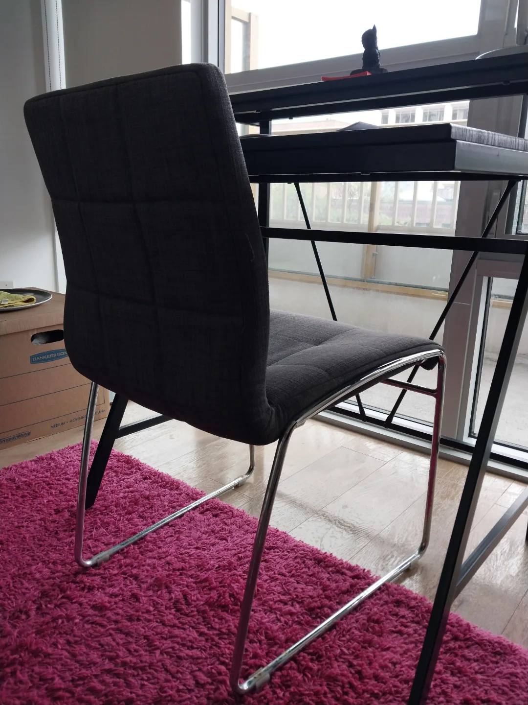 Modern Dark Grey Fabric Chair with Chrome Legs image indicator(4)