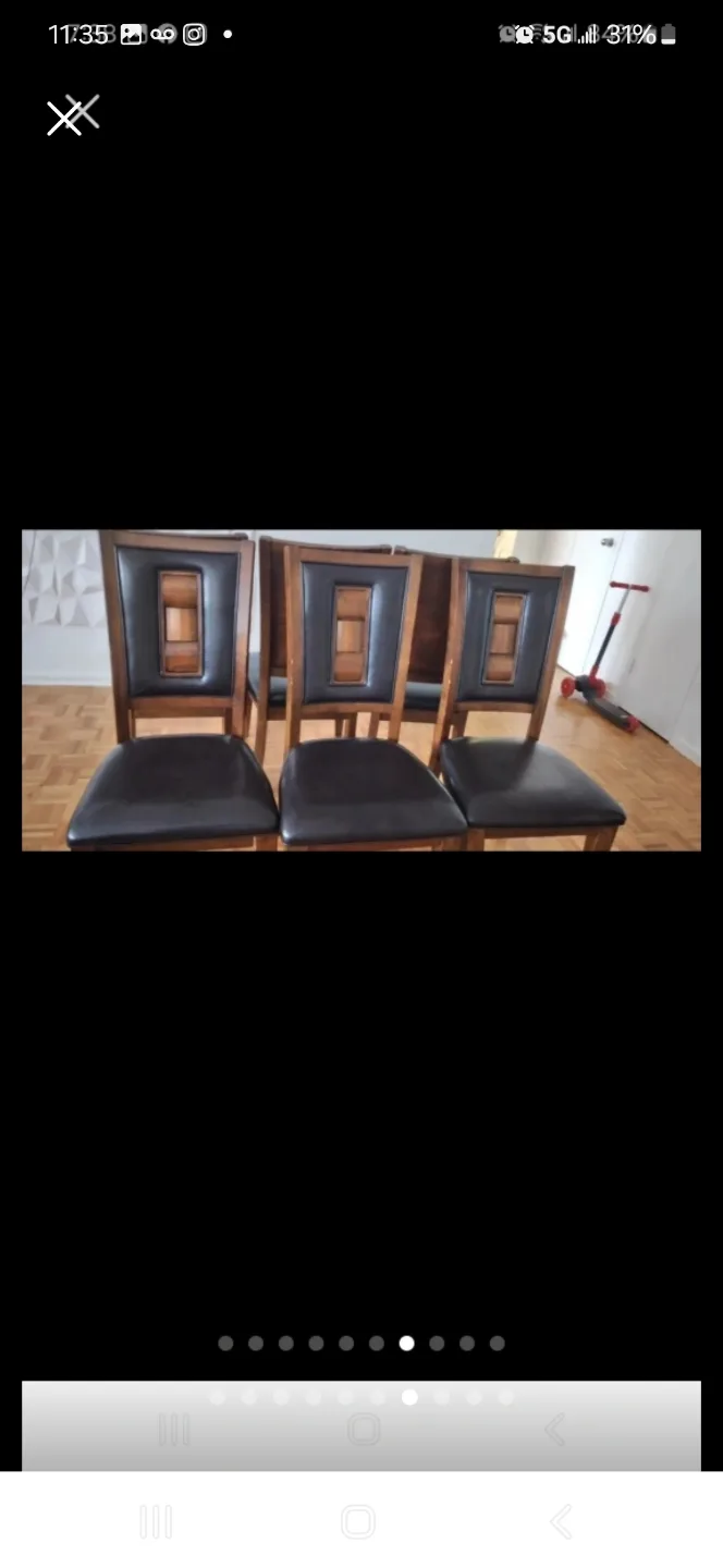 Dark Brown Wood Dining Table with 6 Chairs and Glass Top image indicator(5)