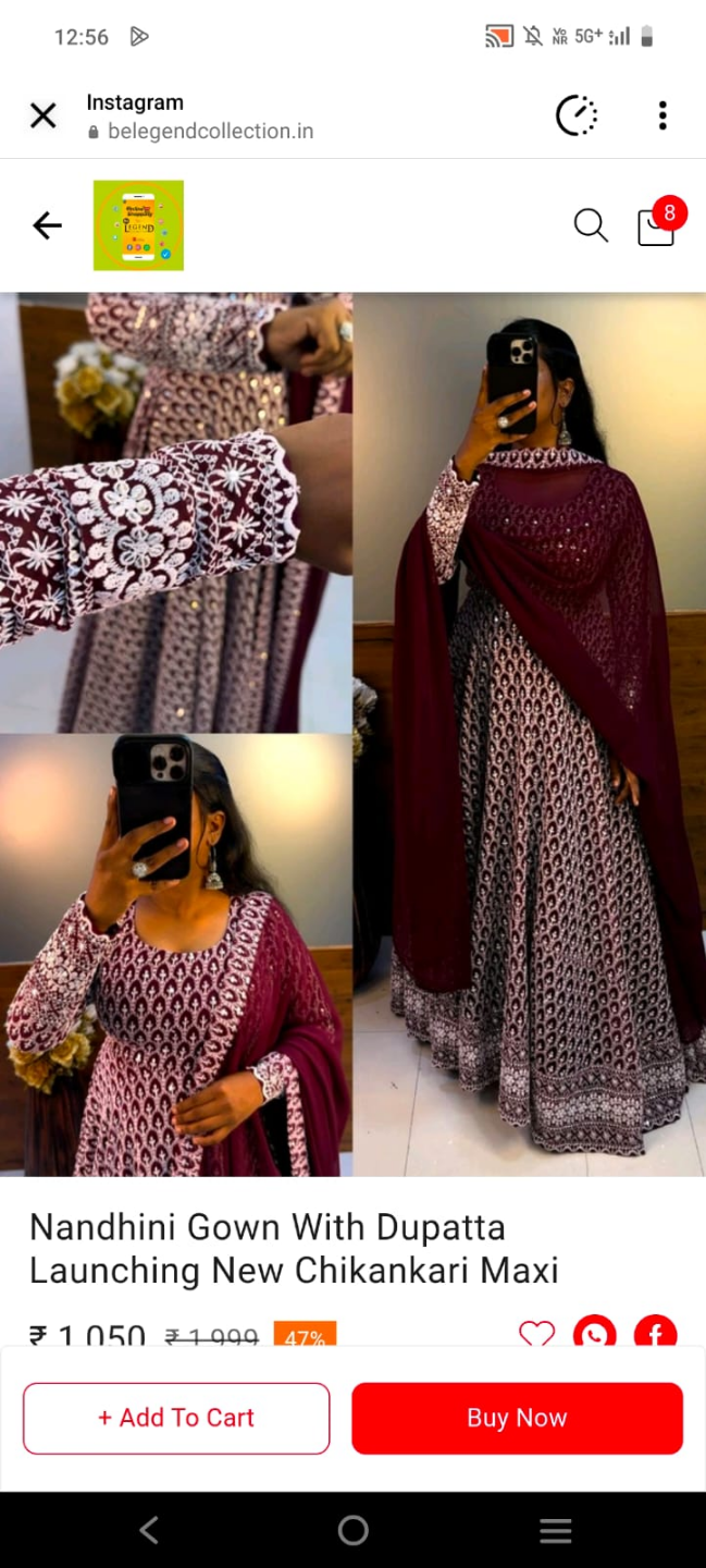 Nandhini Chikankari Maxi Gown with Dupatta