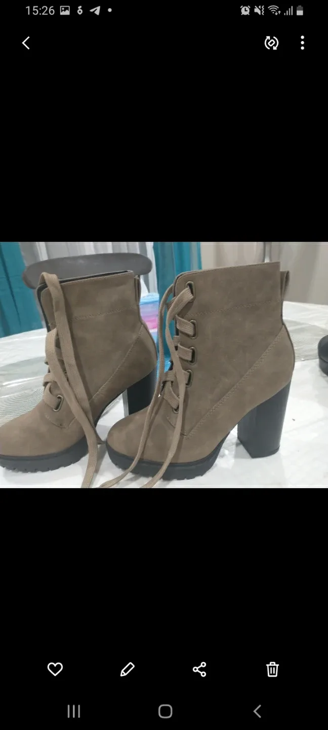 Taupe Lace-Up Heeled Boots thumbnail