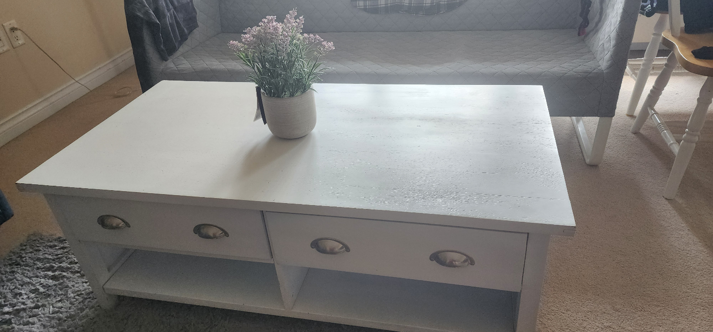 White Coffee Table with Two Drawers