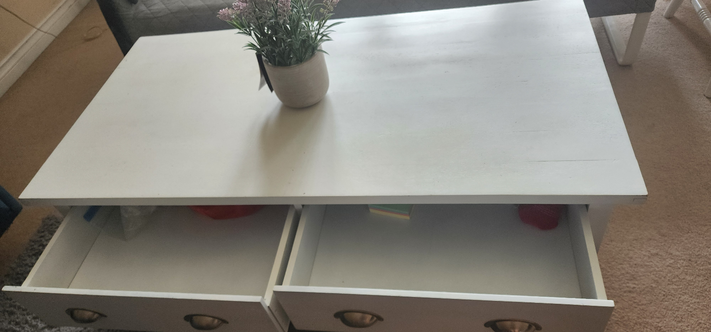 White Coffee Table with Two Drawers - photo 3