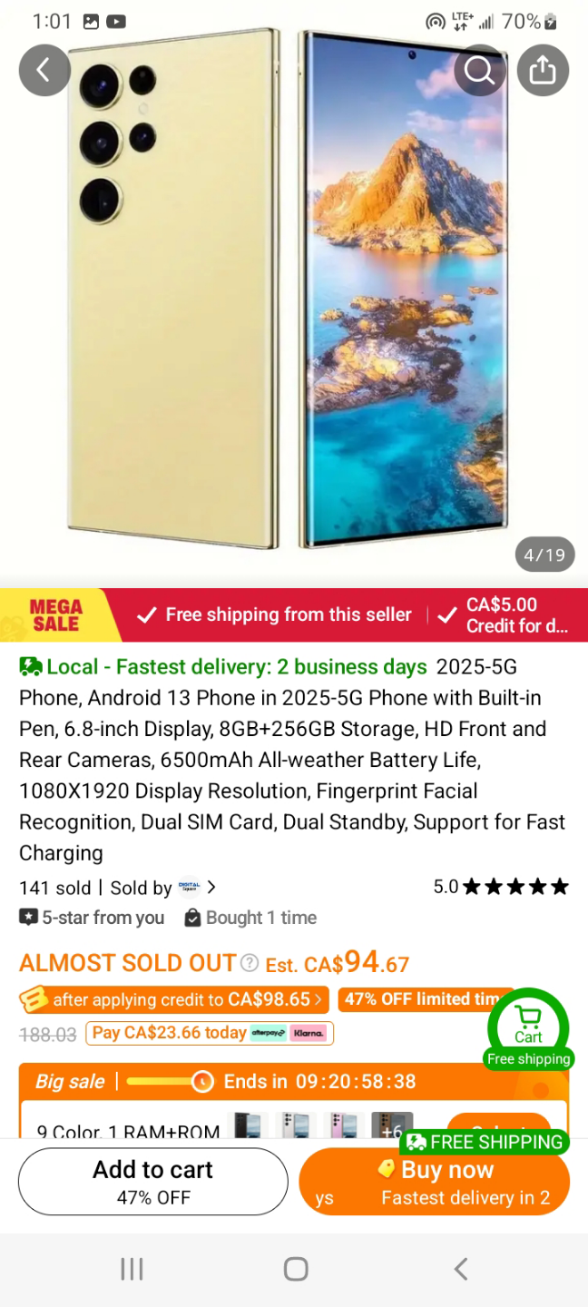 2025-5G Android Phone, 6.8-inch Display, 8GB+256GB, 6500mAh - photo 2