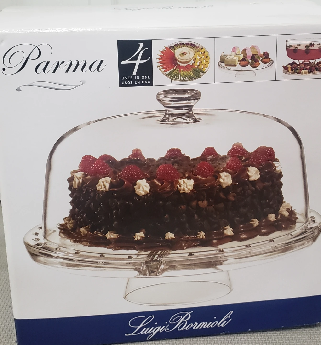 Luigi Bormioli Parma 4-in-1 Glass Cake Stand with Dome