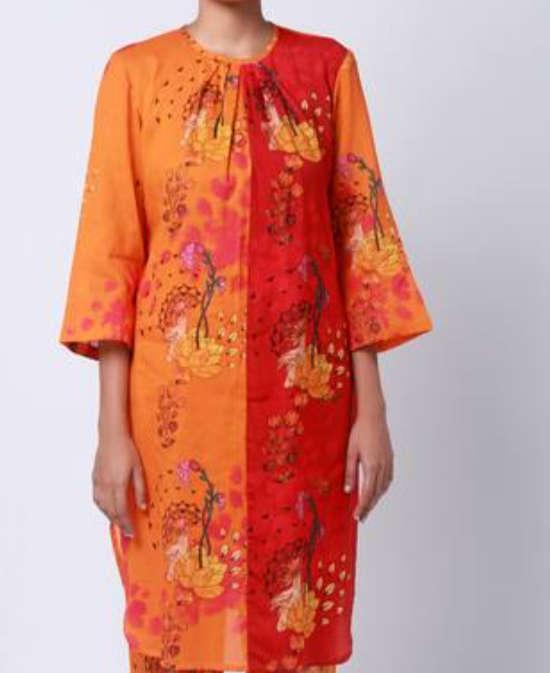 Stunning Orange and Red Floral Kurti