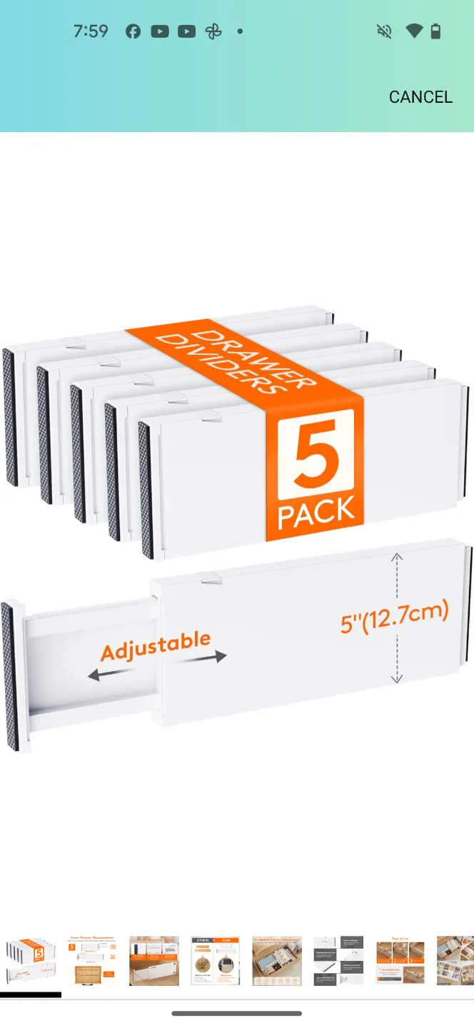 Lifewit 5 Pack Drawer Dividers - Adjustable Organizers thumbnail