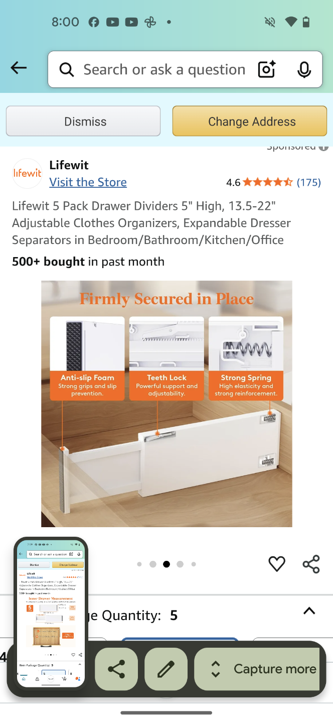 Lifewit 5 Pack Drawer Dividers - Adjustable Organizers - photo 3