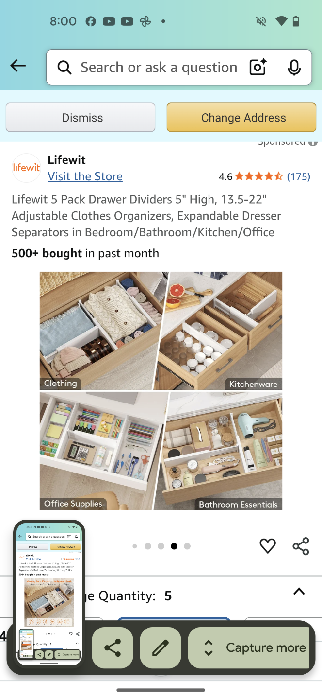 Lifewit 5 Pack Drawer Dividers - Adjustable Organizers - photo 5