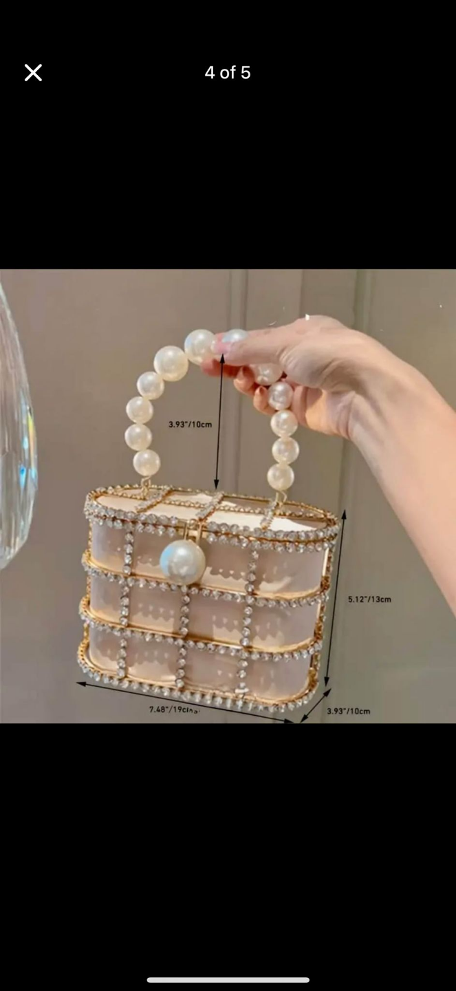 Elegant Rhinestone and Pearl Evening Clutch