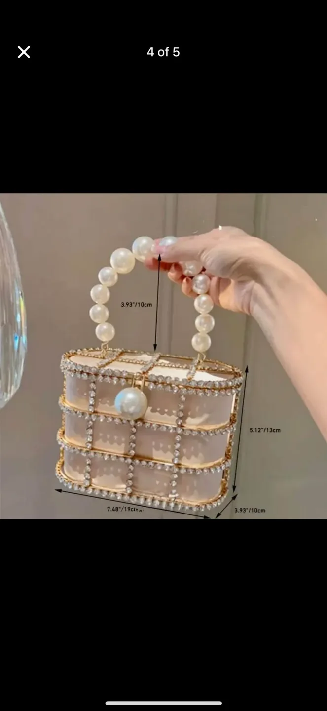 Elegant Rhinestone and Pearl Evening Clutch thumbnail