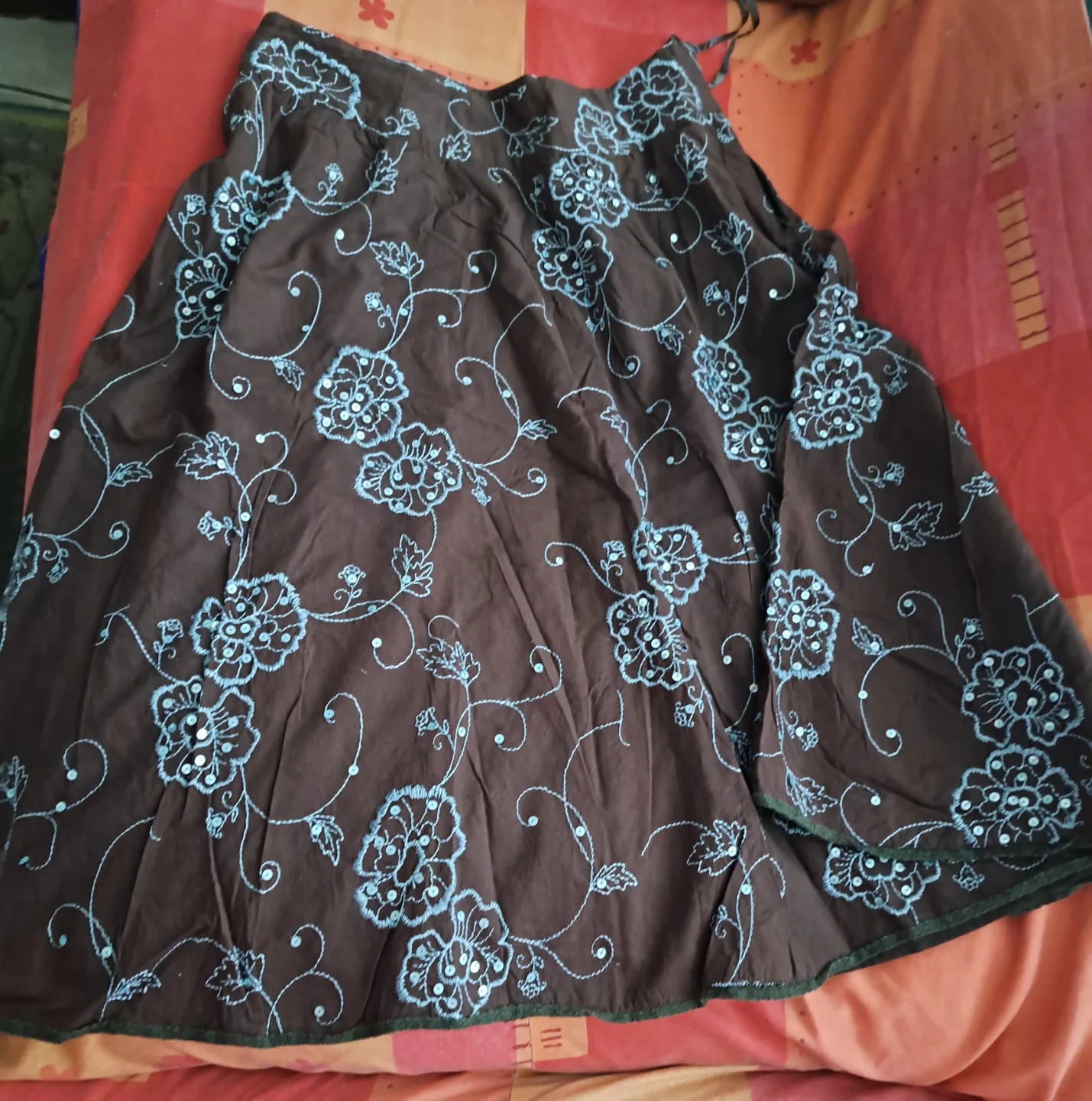 Autograph New York Brown Floral Embroidered Skirt - Size 8 thumbnail