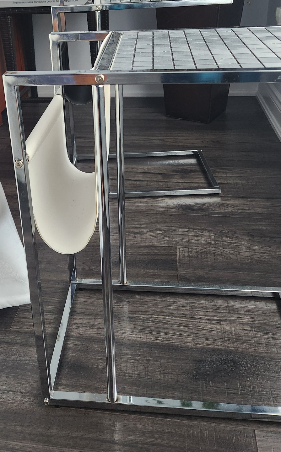 Pair of Mid-Century Modern Chrome and Tile Side Tables - photo 3