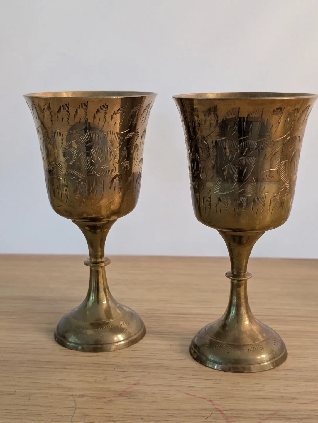 Pair of Vintage Brass Goblets thumbnail