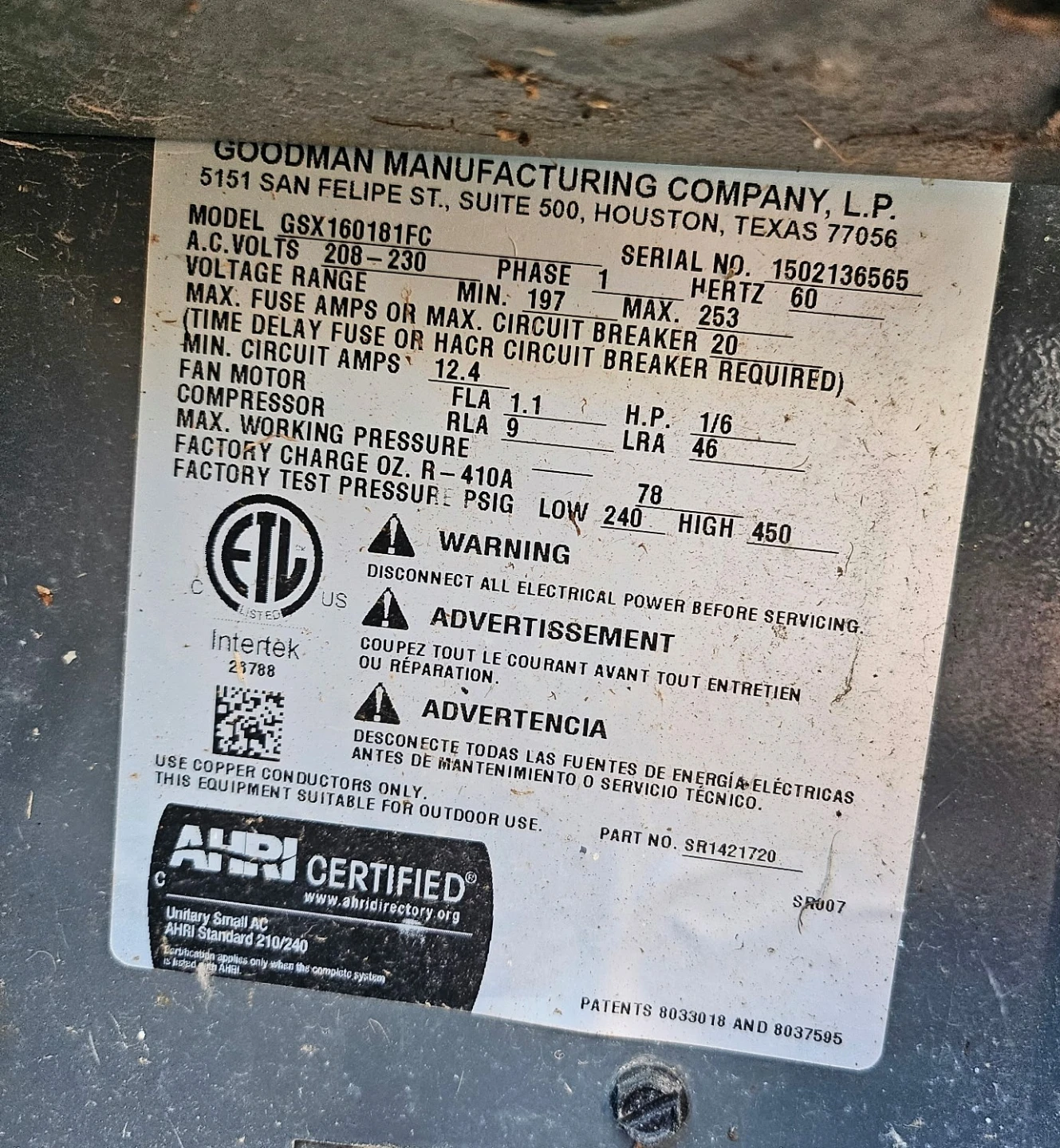 Used Goodman Air Conditioner Condenser Unit - photo 5