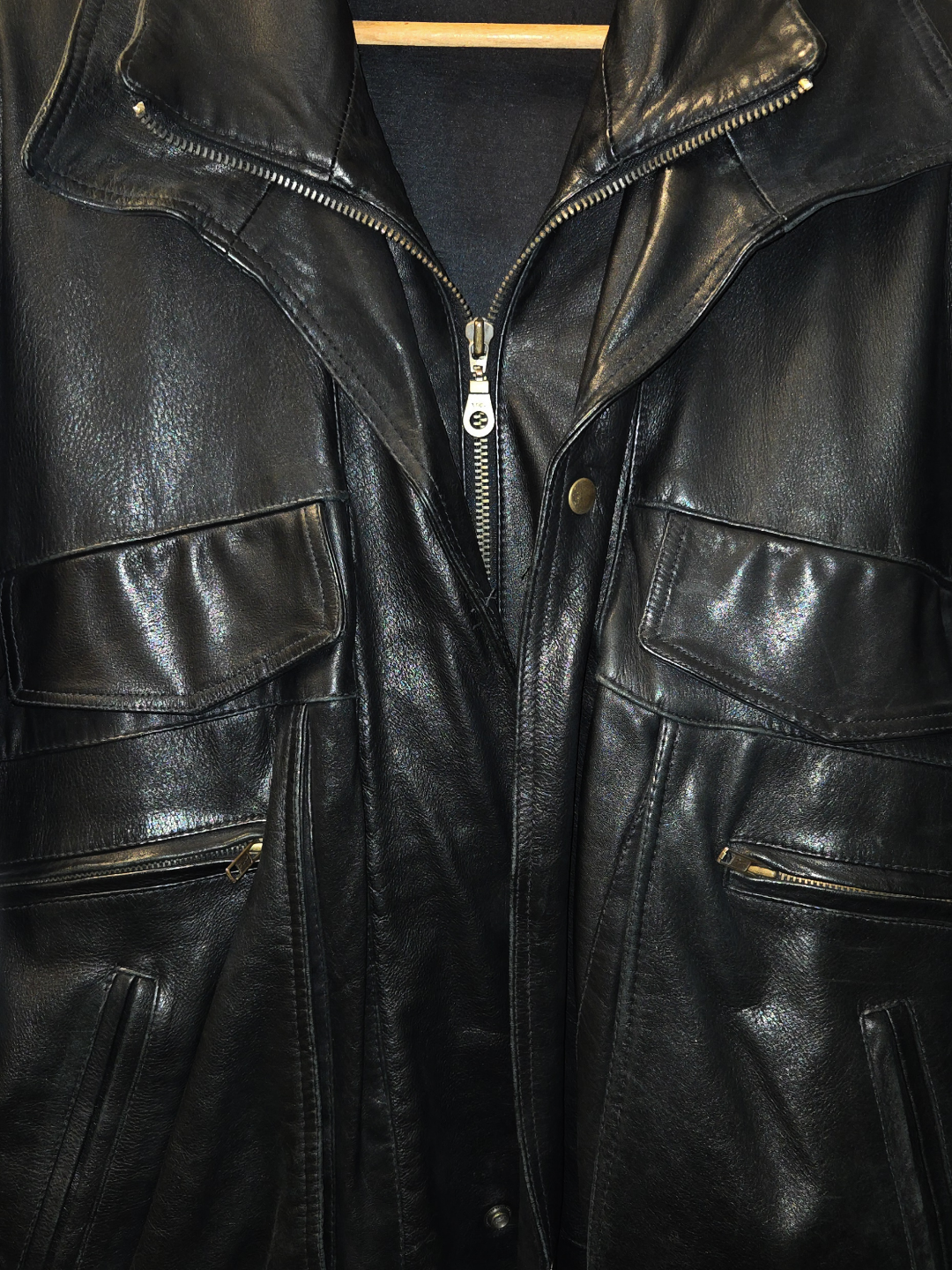 Men's Vintage Genuine Leather Bomber Jacket Large - photo 2